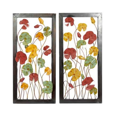 Metal Floral Wall Decor With Black Frame Set Of 2 - Olivia & May