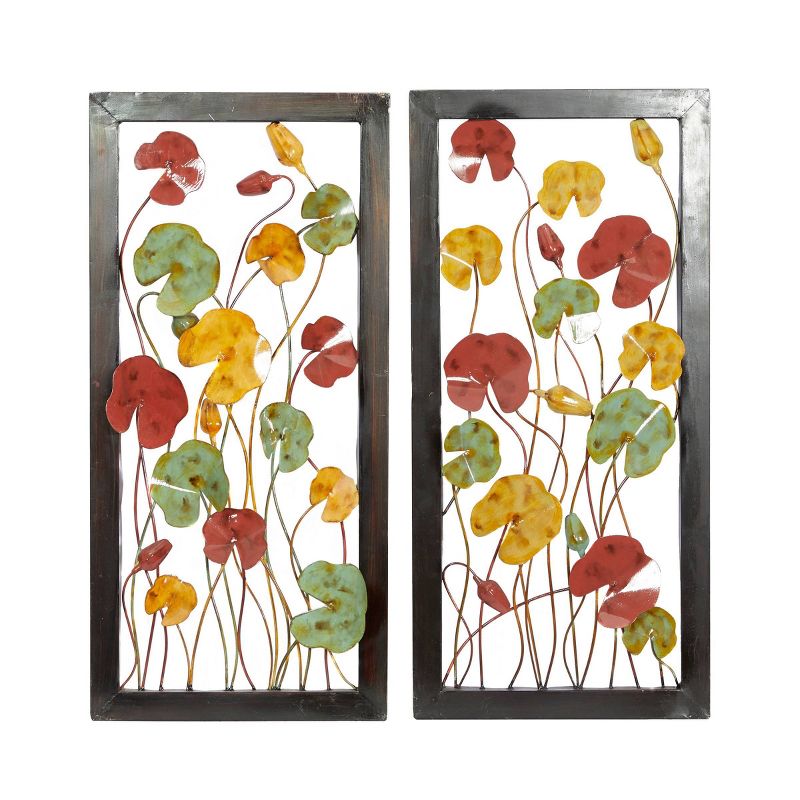 Metal Floral Wall Decor with Black Frame Set of 2 - Olivia &#38; May, 1 of 7