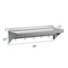 Stainless Steel Shelf, 2 Pack 12"x36" Wall Mount Storage Rack with 6 Hooks - NSF Certified for Kitchen Cookware - 2 of 4
