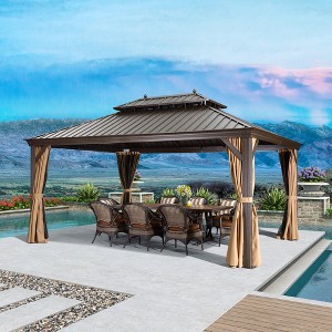PURPLE LEAF Outdoor Hardtop Gazebo Canopy for Patio Deck Backyard Heavy Duty Outside Sunshade with Netting and Curtains - 1 of 4