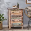 Conwell Boho Handcrafted Wooden 4 Drawer Chest Antique White - Christopher Knight Home: No Assembly, Ring Handles - 2 of 4