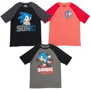 Sonic the Hedgehog Big Boys 3 Pack Graphic T-Shirts Black / Gray / Red 14-16 - 1 of 4