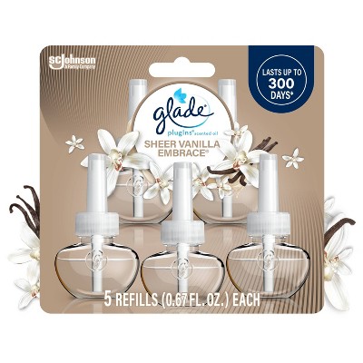 Glade PlugIns Scented Oil Air Freshener Refills - Sheer Vanilla Embrace - 3.35oz/5pk