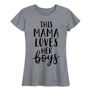 Women's - Instant Message - This Mama Loves Her Boys Short Sleeve Graphic T-Shirt - 1 of 4