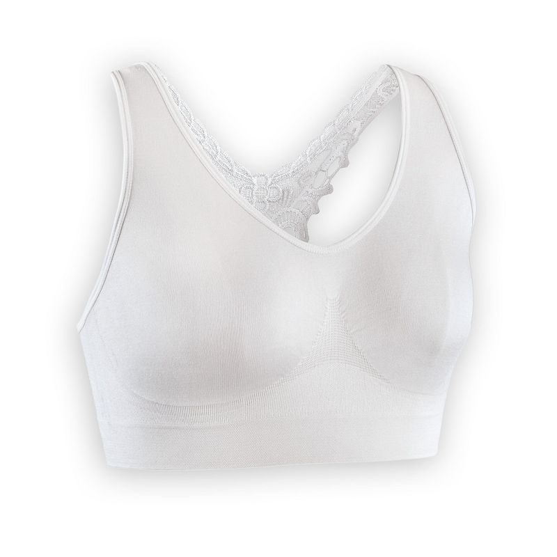 Collections Etc Seamless Lace Butterfly Racerback Bra - Soft Nylon with Slip-On Design, 2 of 4