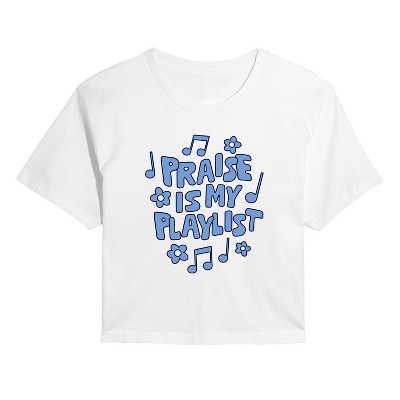 Women's - Instant Message - Praise Is My Playlist Cropped Graphic T-Shirt