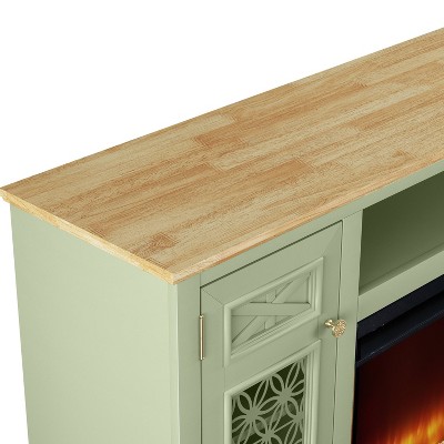 Festivo Green 70" TV Stand with Fireplace and Cabinets