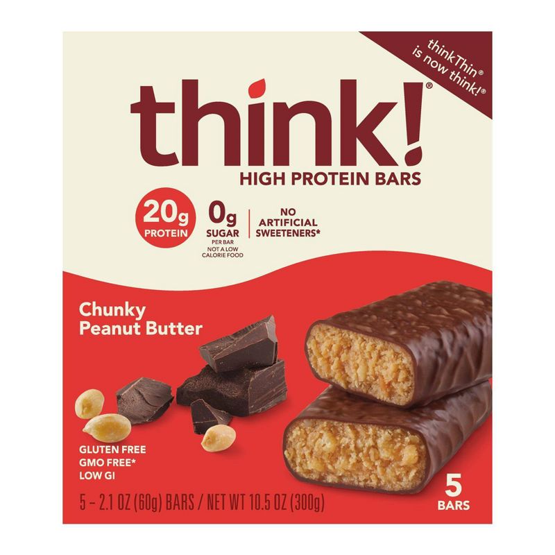 think! High Protein Chunky Peanut Butter Bars - 5ct, 1 of 12