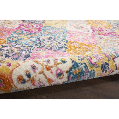 Floral Bliss Blue and Pink 8' x 10' Easy-Care Synthetic Area Rug