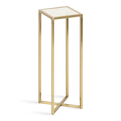 Jaspur Gold Finish Square Metal and Marble Accent Table