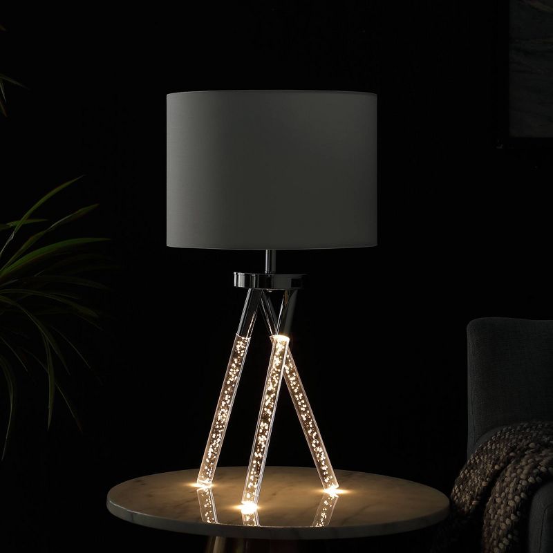 26.25&#34; Mid-Century Birgit LED Acrylic Tapered Metal Table Lamp Silver - Ore International, 4 of 7