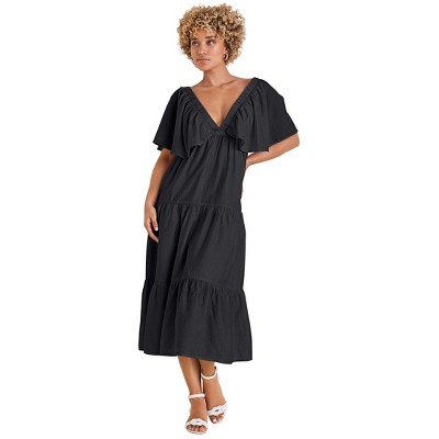VENUS Womens Crinkle Midi Dress