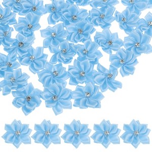 Unique Bargains Artificial Satin Durable Flexible Decorative Mini Ribbon Flowers with Rhinestones 1.2 Inch 200 Pcs - 1 of 4