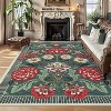 Washable Floral Rug, Soft Non-Slip, Low Pile, Stain Resistant—Ideal for Living Room, Bedroom, Dining, Office - 3 of 4