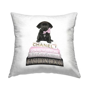 Stupell Industries Black Lab Puppy Pastel Glam Books Outdoor Decorative Throw Pillow, 18 x 18 - 1 of 3