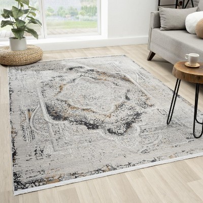 Luxe Weavers Valencia Anthracite Vintage Medallion Area Rug