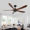 Wanze of Ocean 62 in. Modern Black Noiseless Solid Wood Brown 5 Blades Downrod Mount Ceiling Fan with 3 Downrods and Remote - 3 of 4