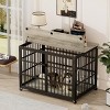 LAOTIES Wooden Dog Crate with Wrought Iron Frame,Side And Top Openings,Indoor Kennel with Lockable Wheels (43.3'' W x 29.9'' D x 33.5'' H) - 2 of 4