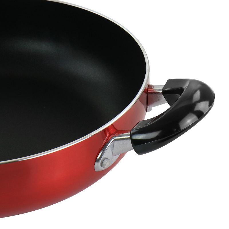 Better Chef 10 Inch Red Aluminum Deep Frying Pan with Glass Lid, 3 of 11