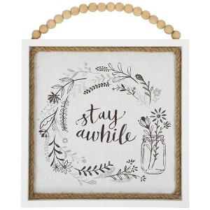 Northlight Floral Stay Awhile Framed Wall Sign - 11.75" - 1 of 4