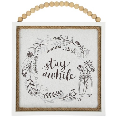 Northlight Floral Stay Awhile Framed Wall Sign - 11.75" - image 1 of 4