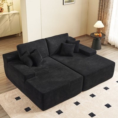 XIZZI 2 Pieces Lounge Chair, 81" Upholstered Boneless Cloud Stupendous Oversized Double Chaise Lounges Couch Indoor, Luxury Sofa Bed Deep Seat