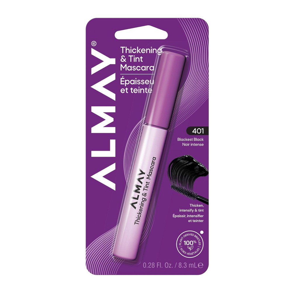 Almay Thickening & Tint Mascara – No Clumping or Flaking - 401 Blackest Black - 0.28 fl oz: Hypoallergenic, Matte Finish