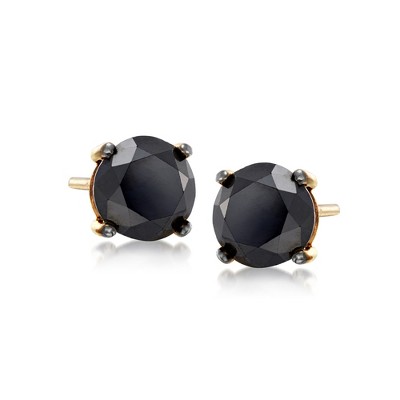 Ross-Simons 3.00 ct. t.w. Black Diamond Stud Earrings in 14kt Yellow Gold