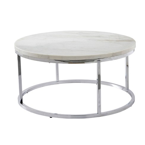 Echo Round Cocktail Table White Steve Silver Co. Chrome Base 36 Modern Design Target