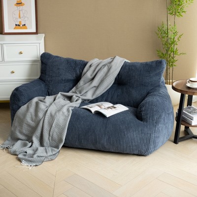 Pamapic Bean Bag Chair, Cozy Corduroy Lazy Bean Bag Sofa, 2 Seat for Home-Gray