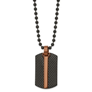 Black Bow Jewelry Stainless Steel Black & Brown Plated Small Dog Tag Necklace, 24 Inch - 1 of 3