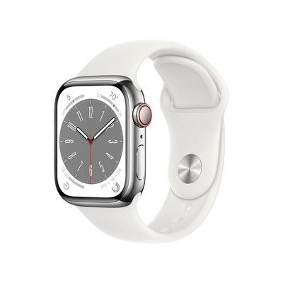 Apple Watch Series 8 Gps Cellular 41mm Silver Stainless Steel Case With White Sport Band S m Target