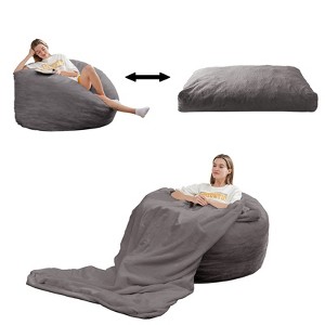 Mjkone Bean Bag Chairs for Adults, 2 in 1 Bean Bag Chairs, Convertible Bean Bag with Filler for Gaming Large Foam - 1 of 4