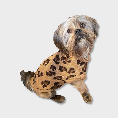 Grayson Pup Leopard Dog Sweater - Brown