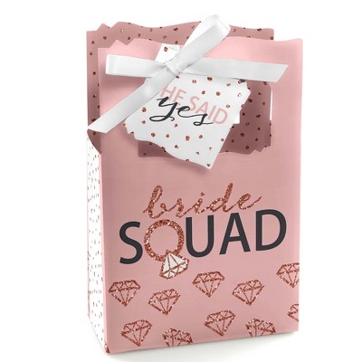 Big Dot of Happiness Bride Squad - Rose Gold Bridal Shower or Bachelorette Party Favor Boxes - Set of 12