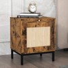 Wooden Bedside Table with Rattan Door, Durable Construction, Stylish Design,  for Bedroom, Living Room， - 2 of 4