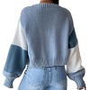 Women's Color Block Cropped Cardigan Open Front Long Sleeve Lightweight Knit Sweater - 4 of 4