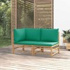 vidaXL Garden Lounge Set Natural bamboo, Green cushion Bamboo - 2 of 4