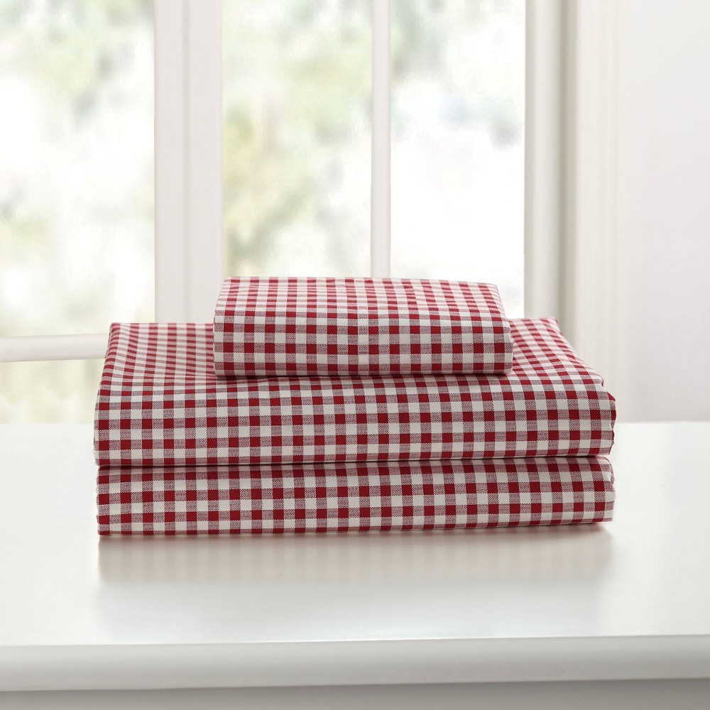 Photos - Bed Linen Laurel & Mayfair Full Gingham Print Sheet Set Red