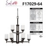 Sunset Lighting Somes 9-Light 2-Tier Chandelier, Linen Glass, Provincial Bronze Finish - 2 of 4