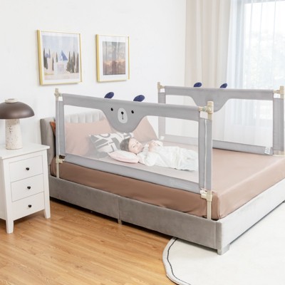 Infans 69" Bed Rails for Toddlers Vertical Lifting Baby Bedrail Guard with Lock Grey