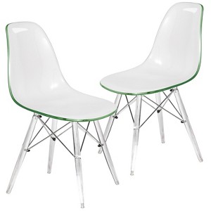 LeisureMod Cresco Mid-Century Modern Acrylic Dining Chair with Acrylic Dowel Eiffel Legs (Set of 2) - Kitchen & Dining Room Chair - 1 of 4