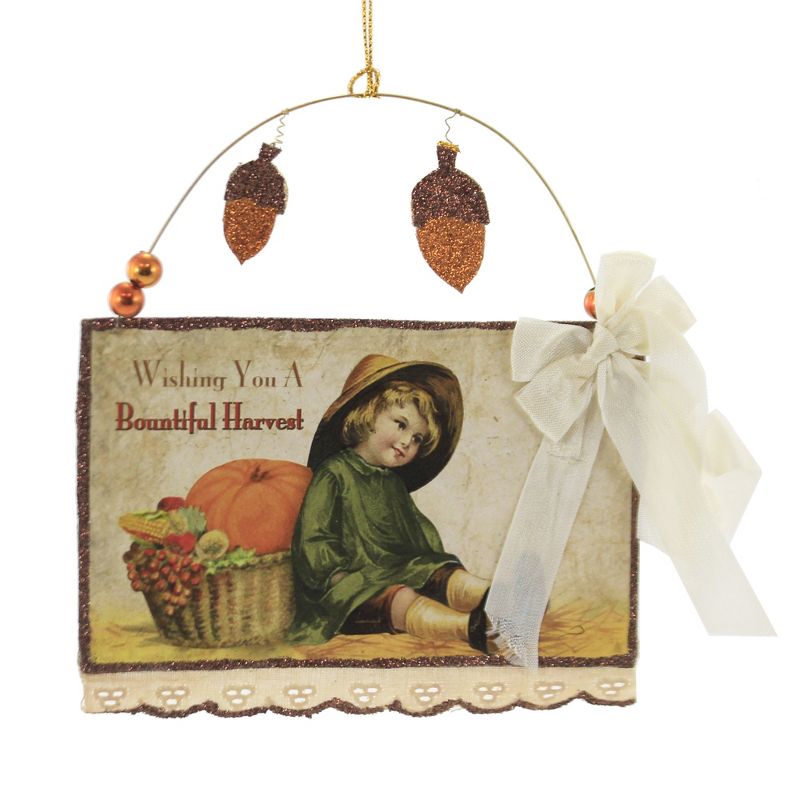 8.5 Inch Harvest Postcard Thanksgiving  Fall Tree Ornaments, 2 of 6