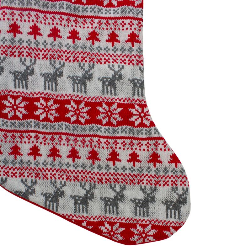 Northlight Nordic Print with Faux Fur Cuff Christmas Stocking - Red/White, 3 of 5
