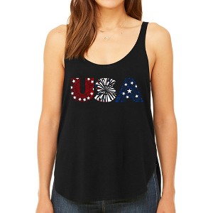 LA Pop Art USA Fireworks - Women's Premium Word Art Flowy Tank Top - 1 of 4