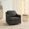 TOAOTBNBO Curved Recliner Accent Chair with 360° Swivel Base, Club Armchair with Soft Armrests Upholstered Mid-Century Bedroom Chair, Dark Gray - 2 of 4