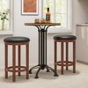 Tangkula Upholstered Bar Stool Set of 4 25" Counter Height Bar Chairs w/ Padded Cushion Black & Walnut - 3 of 4