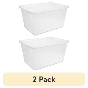 Racxily Storage Box, Clear Plastic Storage Bin with Snap-on Lid, White - 1 of 4