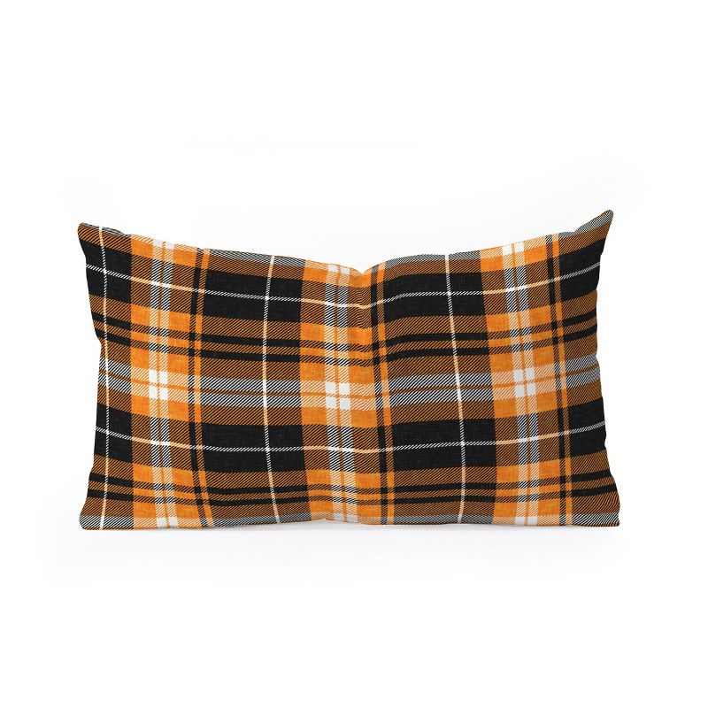 Little Arrow Design Co fall plaid orange and black Oblong Throw Pillow - Society6, 1 of 3