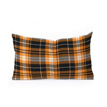 Little Arrow Design Co fall plaid orange and black Oblong Throw Pillow - Society6